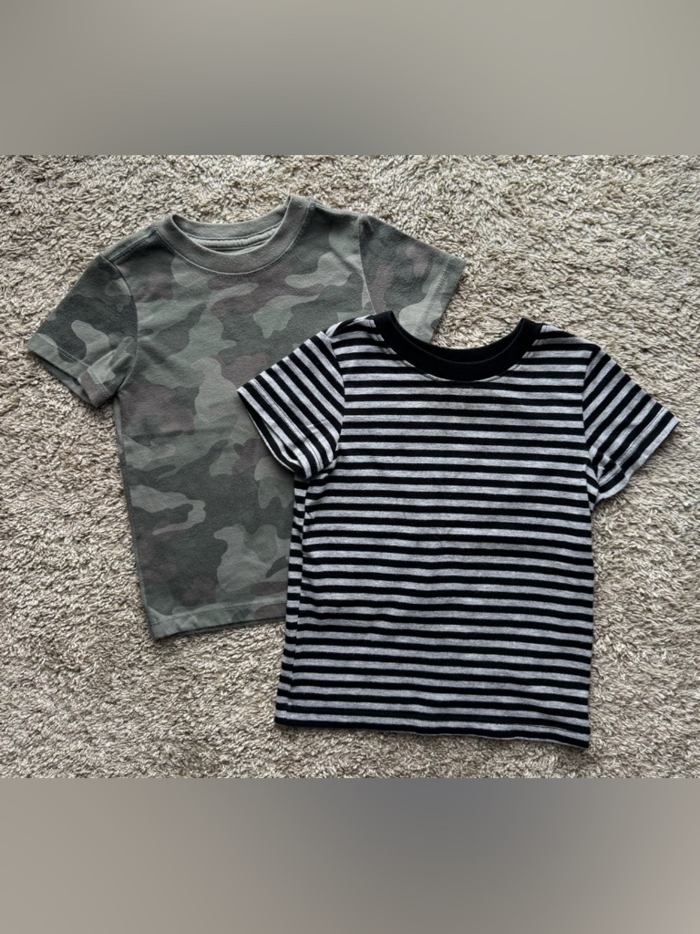 18M Cat & Jack 2pc Tee Bundle Camo Striped Shirts